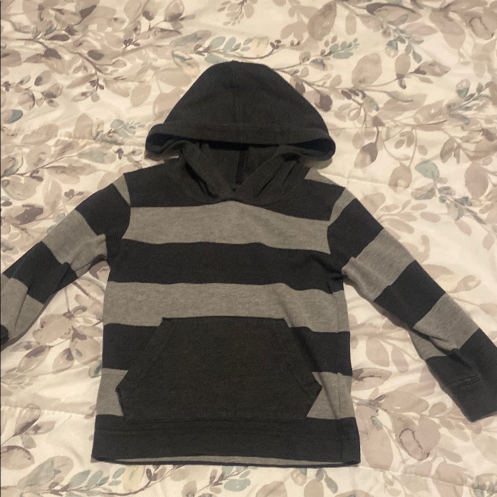 Kids Striped Hoodie - Black and Gray